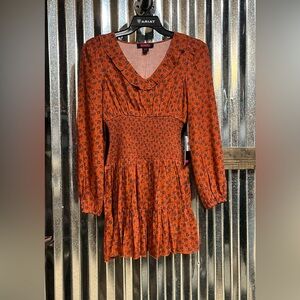 Rock & Roll Cowgirl Orange Floral Long Sleeve Dress